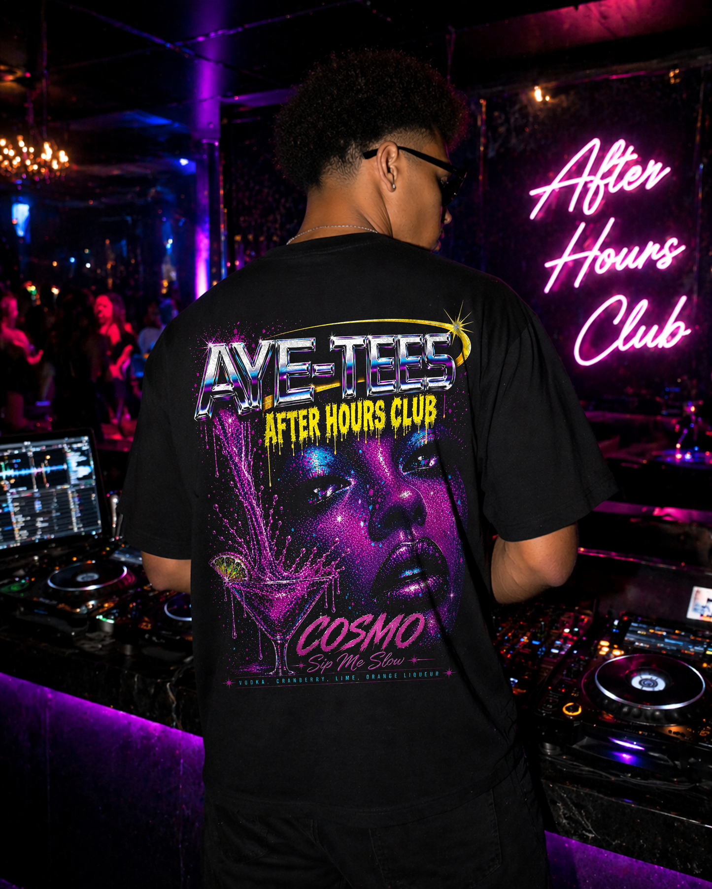 Cosmo After Hours Club Graphic T-Shirt - Retro Neon Bar Poster Tee